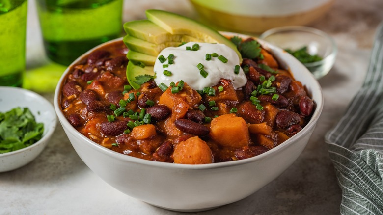 Sweet potato and bean chili