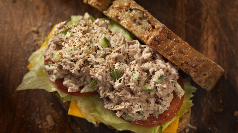 Open face tuna salad sandwich