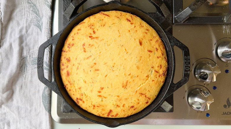 Cornbread in cast iron skillet