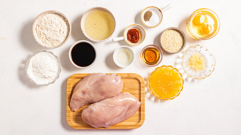 Ingredients for sweet and spicy sesame chicken