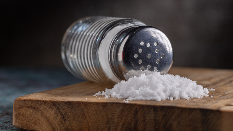 Shaker table salt on table