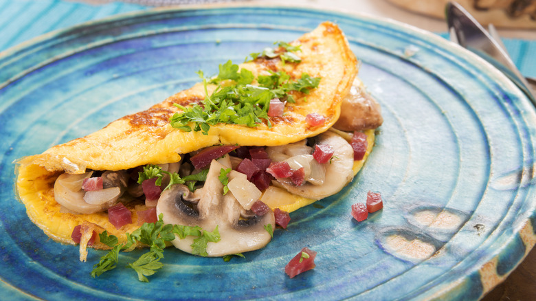 American omelet with mushrooms