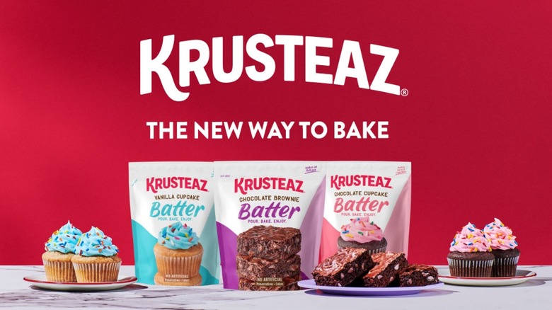 Three Krusteaz ready-to-bake batters