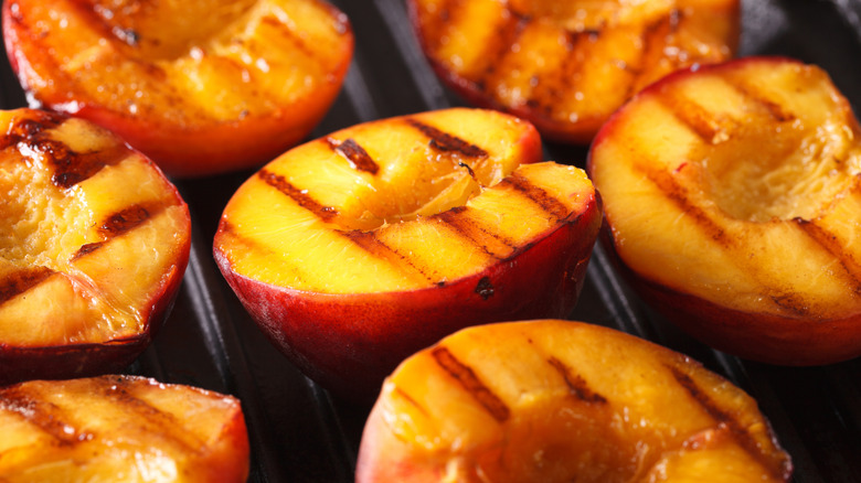 Up close grilled peaches