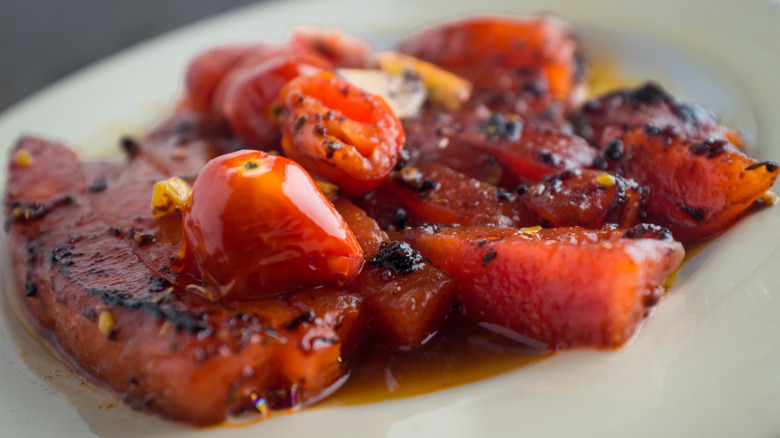 Grilled watermelon and tomatoes