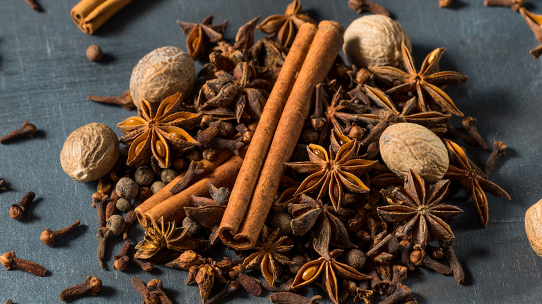 Cinnamon stick and spices