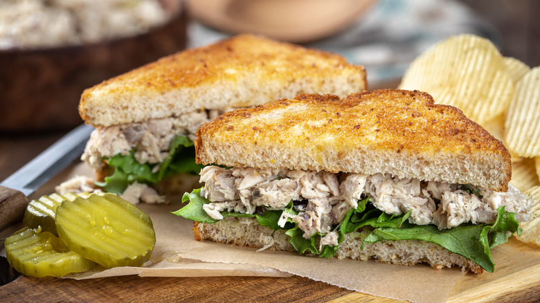 Tuna sandwich with pickles