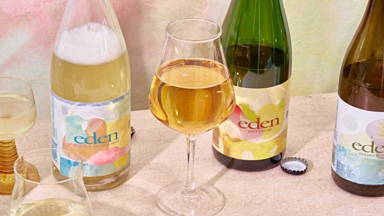 Glasses and bottles of Eden cider