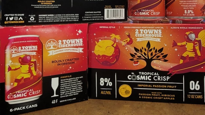 Boxes of tropical Cosmic Crisp cider