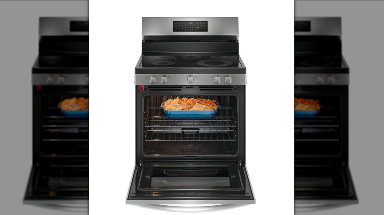 An open Frigidaire electric range
