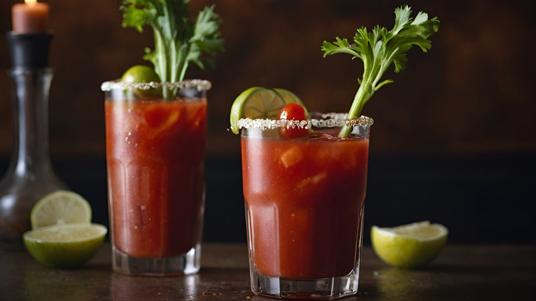 Bloody Marys on bar table