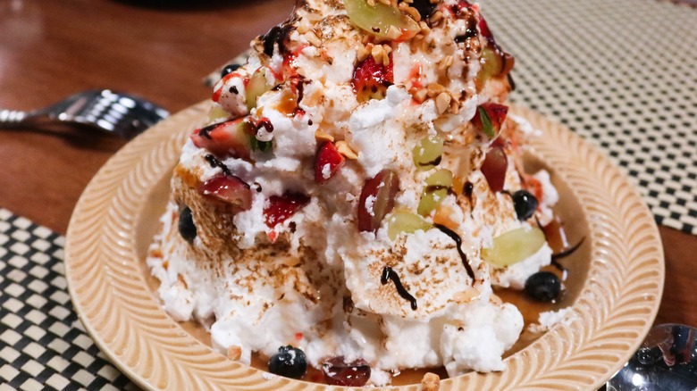 Baked Alaska cake with part out