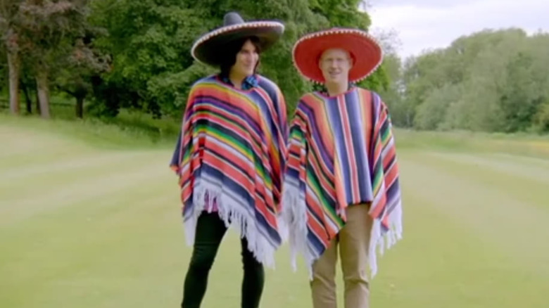 Hosts in Mexican outfits