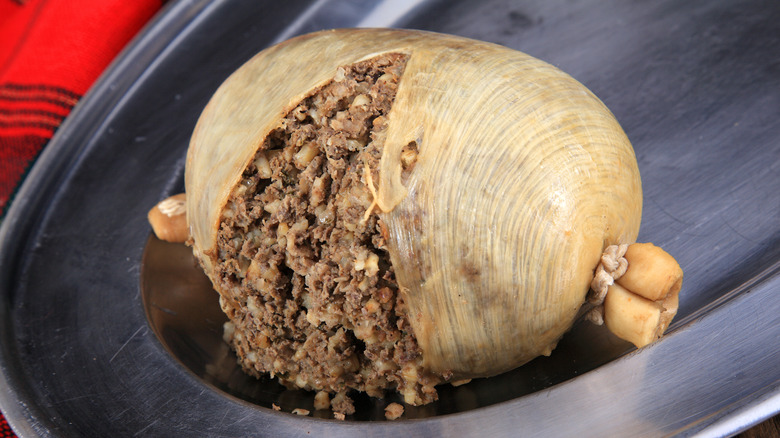 Scottish haggis on plate