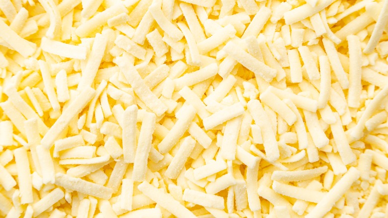 Closeup of shredded cheese