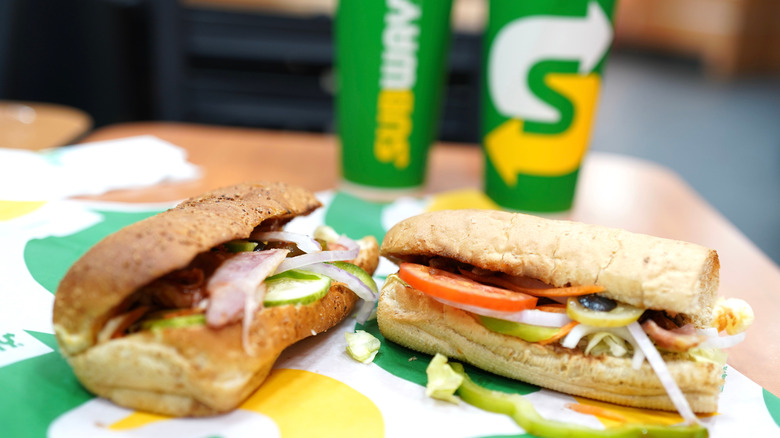 6-inch Subway sandwiches on wrapper