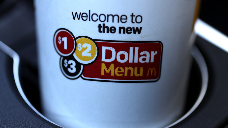 Logo for the McDonald's $1 $2 $3 menu on a cup