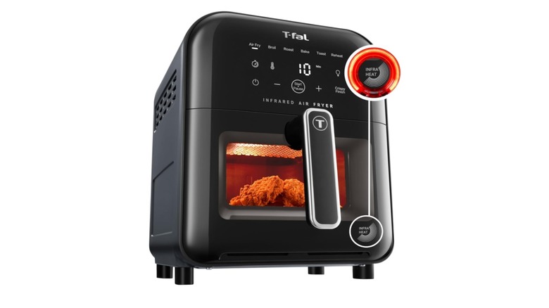 T-Fal Infrared Air Fryer with chicken cooking inside