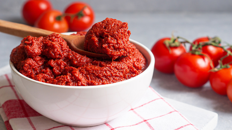 Bowl of tomato paste