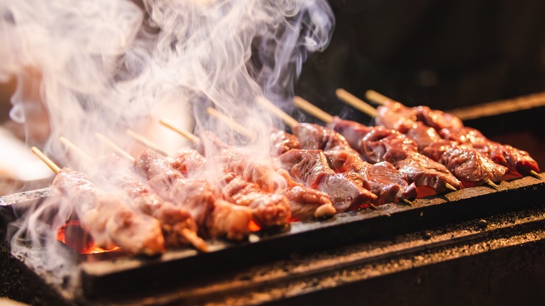 Yakitori on a grill