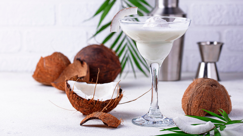 Coconut margarita with coconuts