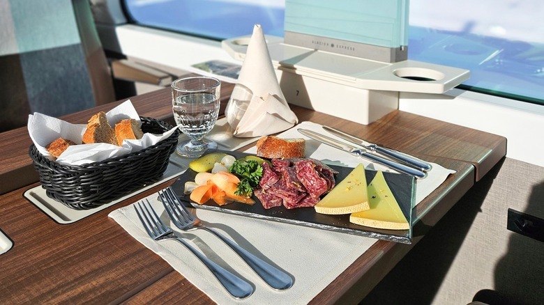 Charcuterie plate on Glacier Express