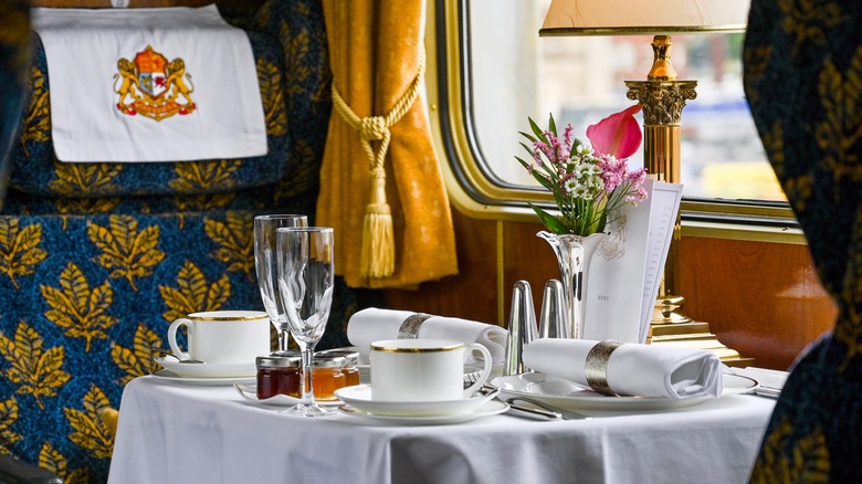 Dining car on a luxury train