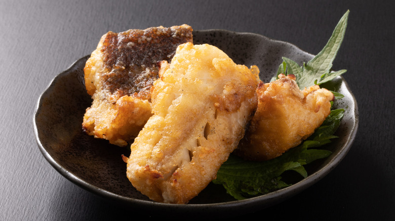 japanese-style fried rockfish on a plate