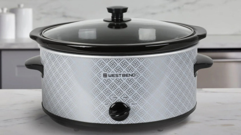 West Bend 6-Quart Pattern Slow Cooker on countertop