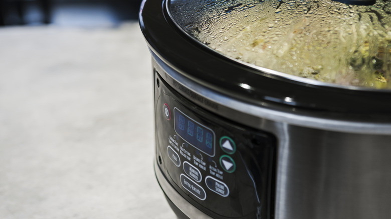 Close up of the front of a crock pot