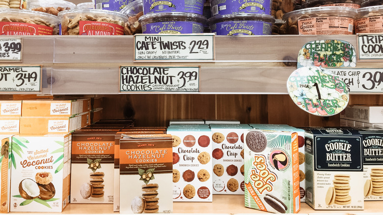 Display of Trader Joe's cookies.
