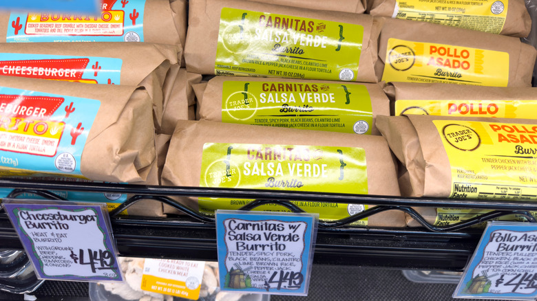 Variety of Trader Joe's burritos.