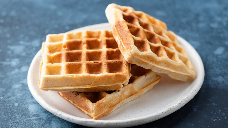 Waffles on a plate.