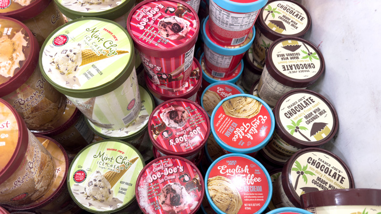 Freezer full of Trader Joe's ice cream.