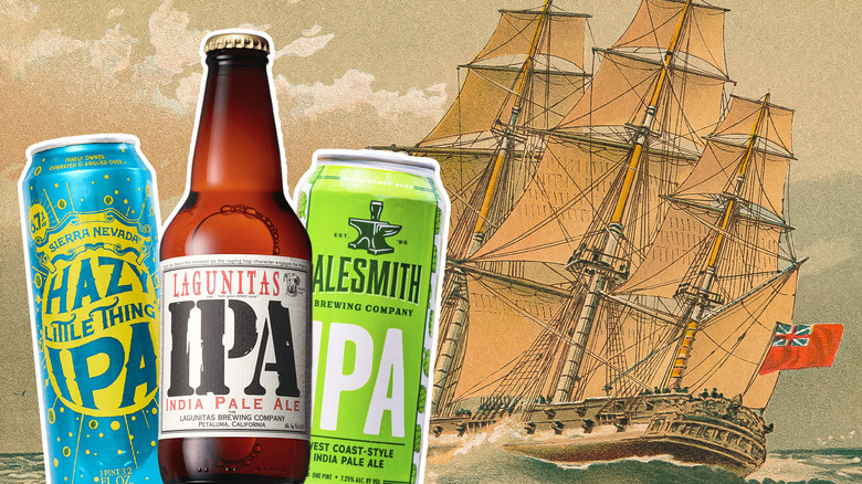 IPA beers with British clipper ship background