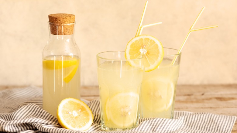 Glasses of fresh lemonade