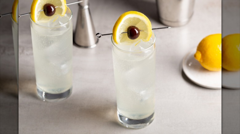 Two Tom Collins cocktails