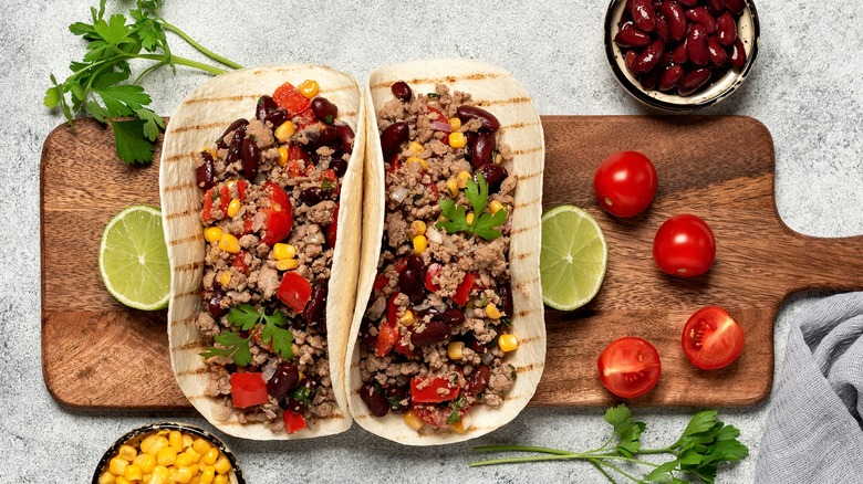 Ground beef tacos on board