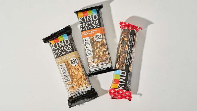 Kind protein bars on a table