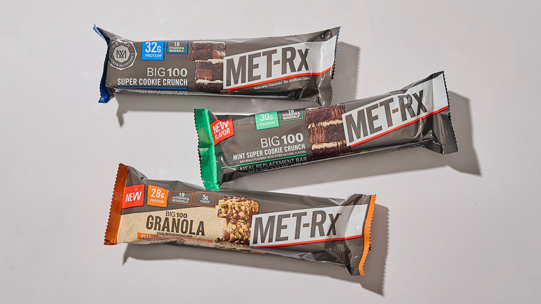 Met-Rx protein bars on a table