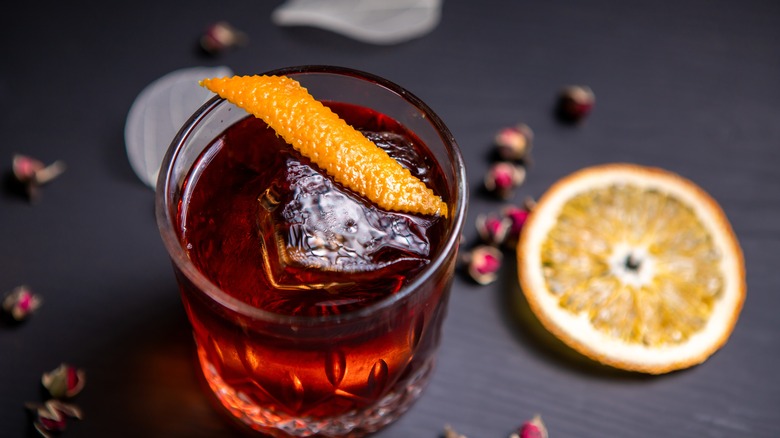 Boulevardier with orange rind