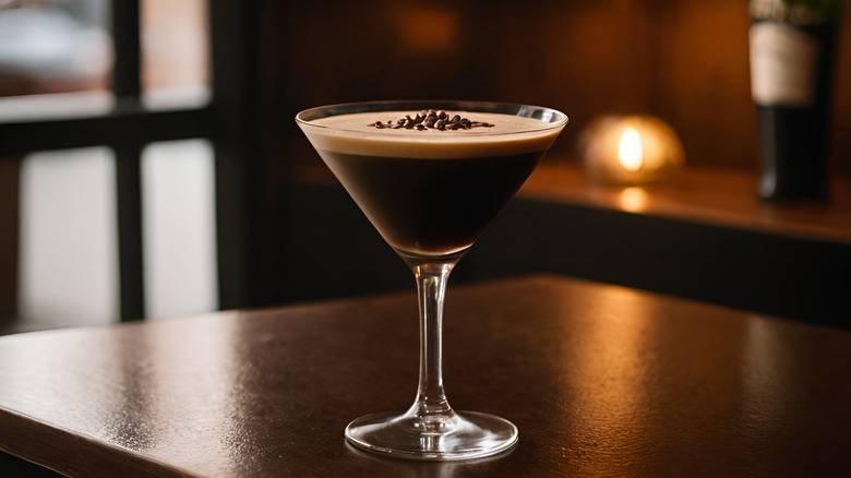 Espresso Martini on brown table