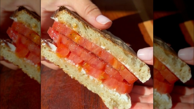 A sourdough tomato sandwich