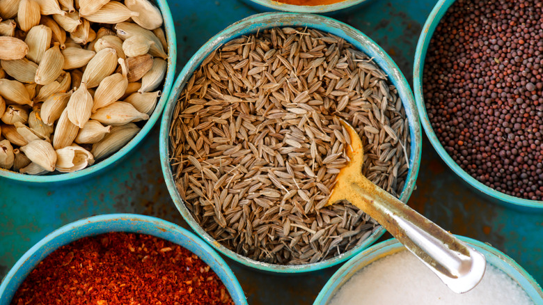 Indian spices in bowls