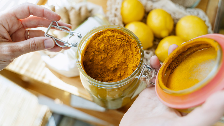 Turmeric in a glass container