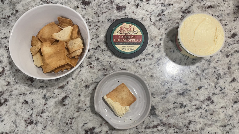 Unexpected Cheddar cheese spread and chips