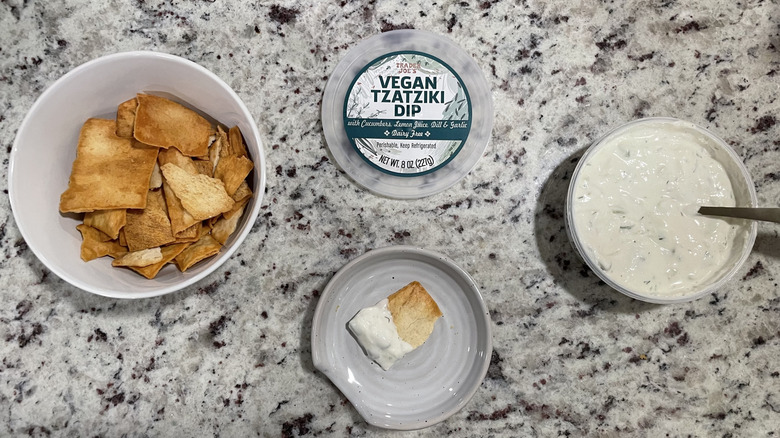 Vegan Tzatziki dip and chips