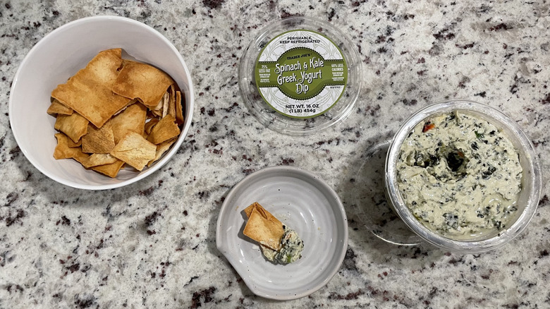 Spinach and kale dip and chips
