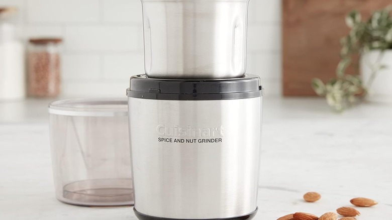 Silver spice grinder in a kitchen