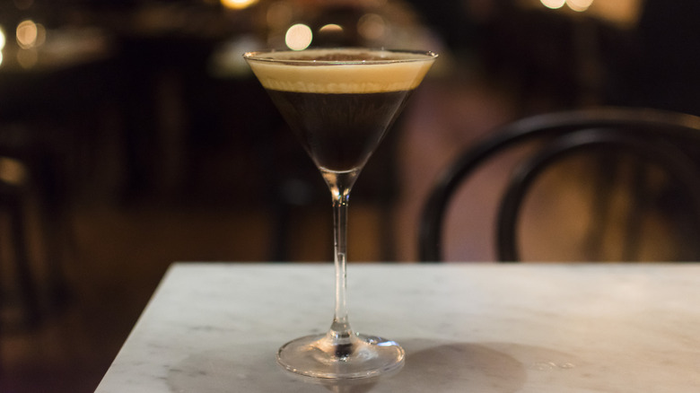 Espresso martini on a restaurant table